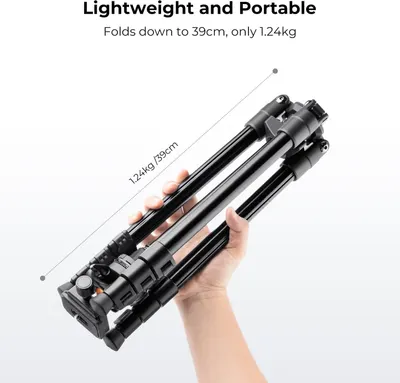 Communicates the product's portability by showing its compact folded dimensions (39cm) and light weight (1.24kg), reassuring shoppers it's easy to carry and travel-friendly.