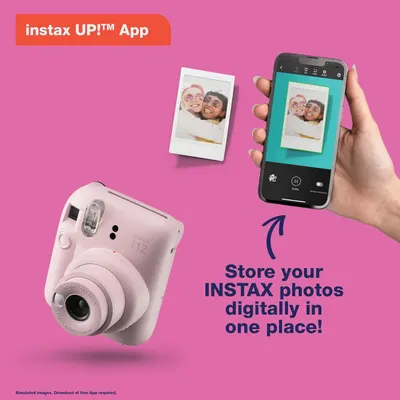 Communicates that the instax UP! App allows users to digitally store and organize their physical Instax photos in one convenient location.