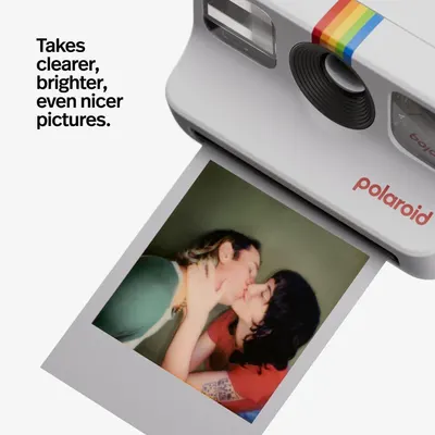 Communicates that the Polaroid camera produces high-quality instant photos with improved clarity and brightness, reassuring shoppers about the output quality.