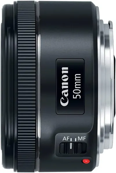 Provides a clean, catalog-style view of the Canon 50mm camera lens on a white background with no text overlays or design elements, allowing shoppers to see the product clearly.