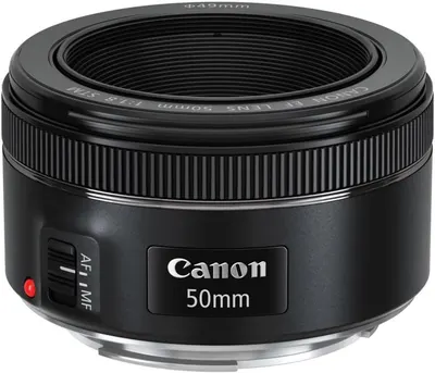 Provides a clean, catalog-style view of the Canon 50mm lens on a white background with no text overlays or design elements, allowing shoppers to see the product clearly.