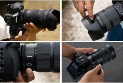 Demonstrates the physical components and key features of the Nikon camera system, showing the lens controls, camera body, and articulating screen to help shoppers understand the product's build and…