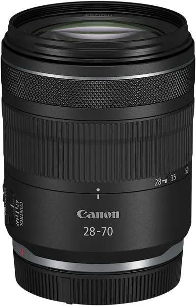 Provides a clean, catalog-style view of the Canon 28-70 lens on a white background with no distractions, allowing shoppers to see the product clearly.