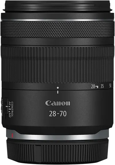 Provides a clean, catalog-style view of the Canon 28-70 lens showing its physical appearance and design details without distractions.