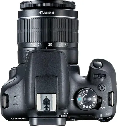 Provides a clean, catalog-style view of the Canon DSLR camera from the top angle, allowing shoppers to see the product clearly without distractions.