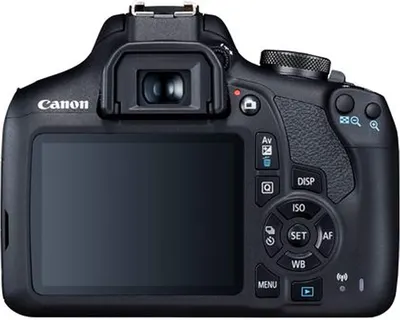 Provides a clean, catalog-style view of the Canon camera's back panel to show the product clearly without distractions.
