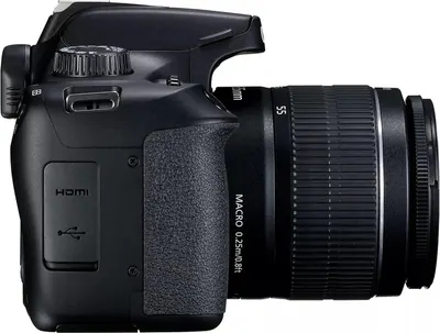 Provides a clean, catalog-style view of the camera from the side to show its physical form, ports, and lens details without distractions.