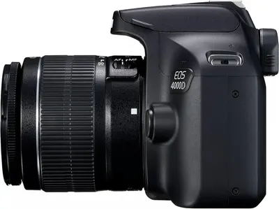 Provides a clean, catalog-style view of the Canon EOS 4000D camera with lens, allowing shoppers to see the product's physical appearance and design without distractions.
