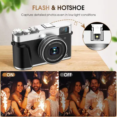 Highlights the camera's built-in flash and hotshoe feature, demonstrating its capability to capture detailed photos in low-light conditions. Demonstrates the effectiveness of the flash feature by…