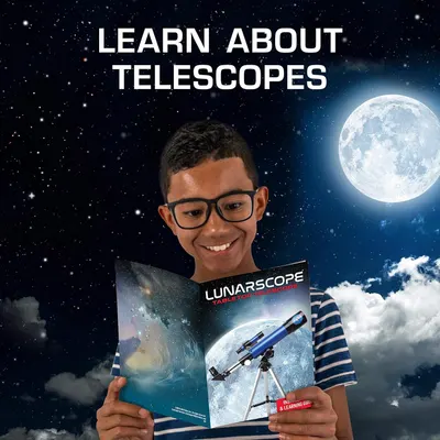 Highlights that the telescope product includes an educational guide to help users learn about telescopes and astronomy, adding value and reassuring buyers about ease of use.