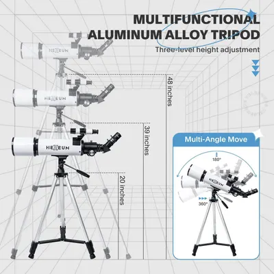 Communicates multiple key benefits of the tripod including adjustable height settings, versatile positioning capabilities, and durable material construction to demonstrate the product's flexibility…