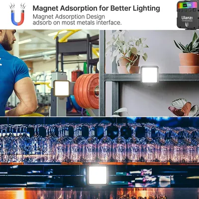 Demonstrates the product's versatility by showing it in multiple real-world environments (gym, home shelving, bar/restaurant) to reassure shoppers it can be used in various settings with magnetic…