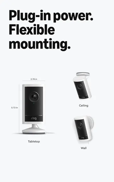 Demonstrates the product's versatility by showing three different mounting configurations (tabletop, ceiling, and wall) to reassure shoppers they can install it in various locations. Shows the exact…