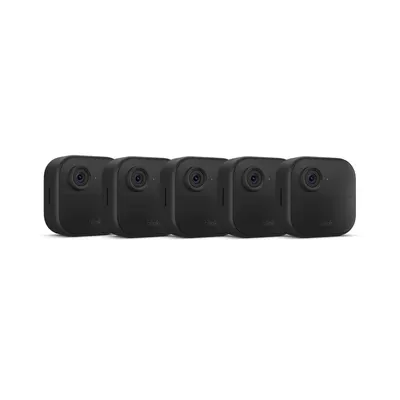 Shows the complete set of five cameras included in the bundle, allowing shoppers to see the quantity and physical appearance of the product.