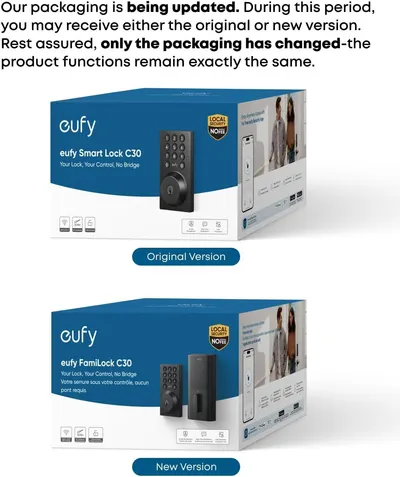 Informs shoppers that the product packaging is being updated and they may receive either version, reassuring them that only the packaging has changed while the product remains the same.