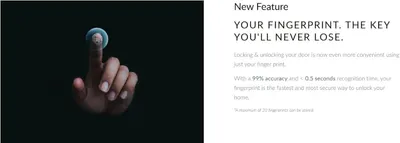 Communicates the fingerprint unlock feature's speed and accuracy to reassure shoppers that the smart lock provides fast, reliable, and secure access. Highlights the convenience and security of the…