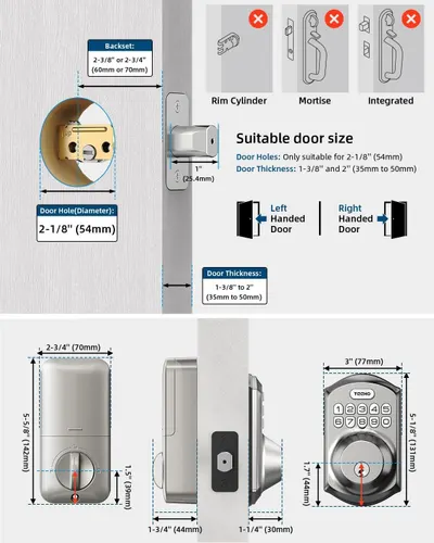 Provides detailed dimensional specifications to help shoppers verify compatibility with their door and ensure proper fit before purchase.