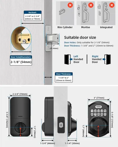 Provides detailed dimensional specifications to help shoppers verify compatibility with their door and ensure proper fit before purchase.