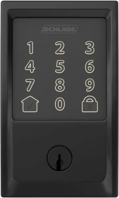 Displays the smart lock keypad in a clean, catalog-style format to show the product's physical appearance and design without distractions.