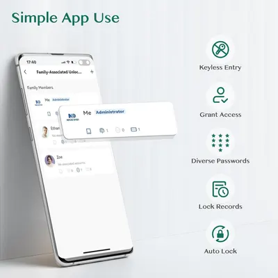 Demonstrates the multiple features and benefits of the smart lock app, showing shoppers the comprehensive functionality available for managing access and security.