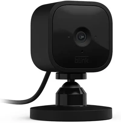 Provides a clean, catalog-style view of the Blink security camera on its mount, allowing shoppers to see the product clearly without distractions.