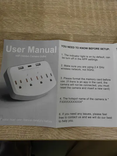 Provides essential setup information and requirements that users need to know before installing and configuring the WiFi hidden camera outlet, ensuring proper installation and functionality.
