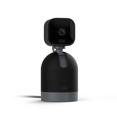 Provides a clean, catalog-style view of the Blink camera and its mounting base to show the product's physical appearance and design without distractions.