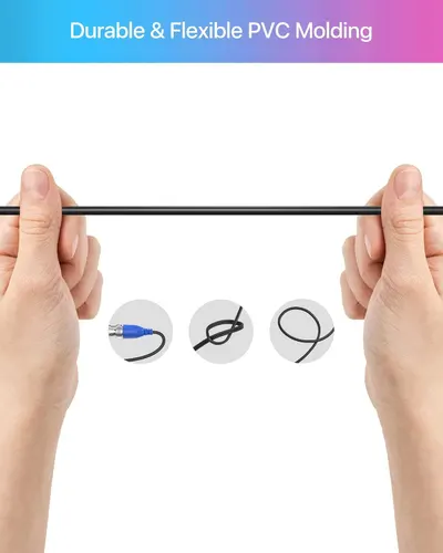 Demonstrates the flexibility and durability of the PVC molding material by showing hands bending the cable, reassuring shoppers that the product can withstand repeated bending without damage.