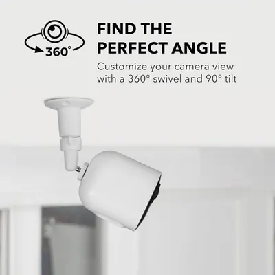 Communicates the camera's flexible positioning capability, reassuring shoppers they can customize the viewing angle for optimal coverage and monitoring.