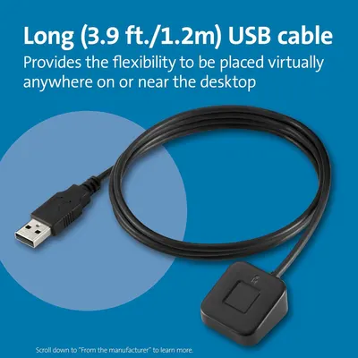 Communicates the cable's generous length to reassure shoppers they'll have flexibility in placement and reach for desktop or workspace setups. Highlights the benefit of flexible placement anywhere…