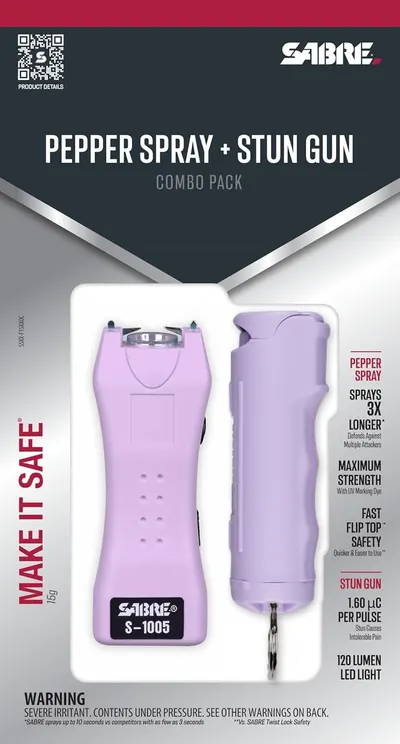 Shows the customer exactly what they receive in this combo pack: a stun gun and pepper spray together, helping them understand the bundle value and what's included in their purchase. Highlights…
