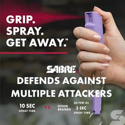 Demonstrates the product's superior spray duration (3 seconds vs. 10 seconds for other brands) to reassure shoppers that this self-defense spray provides longer protection against multiple…