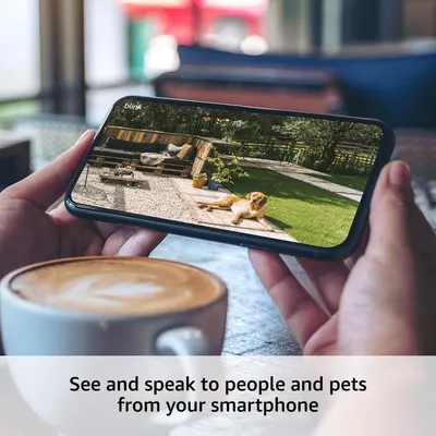 Demonstrates the product's ability to provide live video feed and two-way audio communication, allowing users to monitor and interact with people and pets remotely from their smartphone.