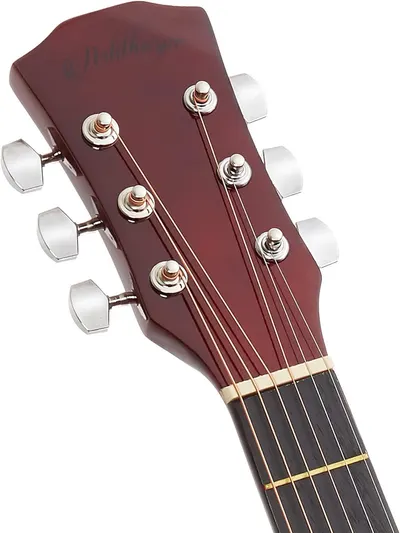 Provides a clean, catalog-style view of the guitar headstock showing the product's design, tuning pegs, and brand logo on a white background.