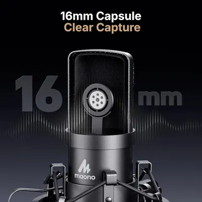 Communicates the precise physical size of the microphone capsule (16mm) to help shoppers understand the product's compact dimensions and audio capture capability. Highlights the microphone's clear…
