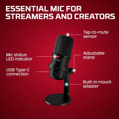 This image breaks down the microphone's key physical components and features to help streamers and creators understand the product's structure and functionality.
