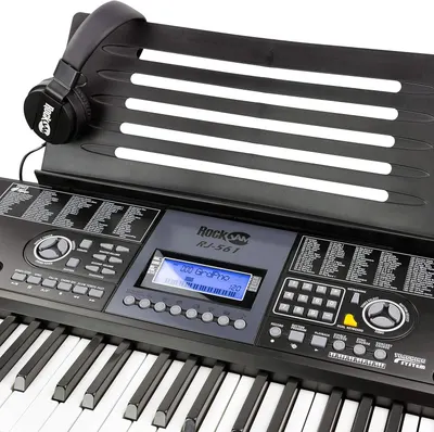 Provides a clean, catalog-style view of the keyboard product to show its physical appearance, controls, and design without distractions.