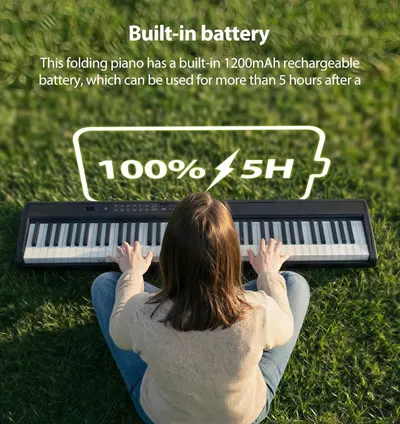 Communicates the product's rechargeable battery capacity (1200mAh) and runtime (5+ hours) to reassure shoppers about portability and extended use without needing a power outlet. Highlights the…