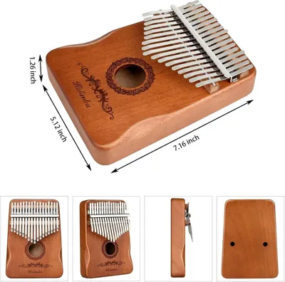 Communicates the exact physical dimensions of the kalimba (7.16 x 5.12 x 1.25 inches) to help shoppers understand the product's size and portability.