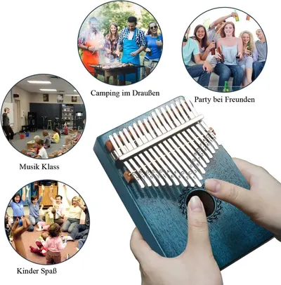 Demonstrates the product's versatility by showing it can be used in multiple social and recreational contexts including outdoor camping, parties with friends, music classes, and children's activities.