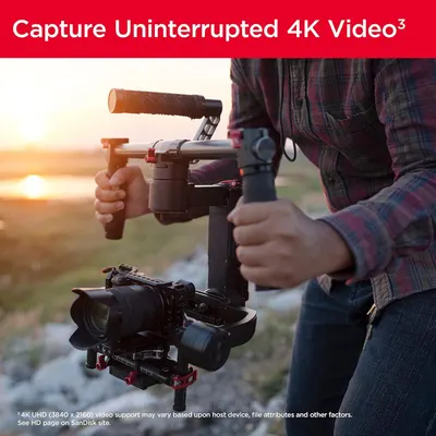 Highlights the product's ability to capture uninterrupted 4K video, reassuring videographers and content creators of high-quality, smooth recording performance.