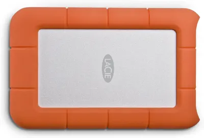 Shows the product in its protective orange rugged case on a clean white background, allowing shoppers to see the physical appearance and design of the product clearly.