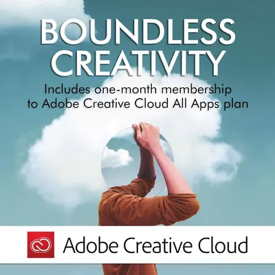 Communicates that the product includes a one-month membership to Adobe Creative Cloud All Apps plan, emphasizing the brand partnership and added value to the shopper.