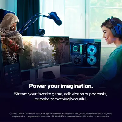 Demonstrates the product's versatility across multiple use cases—gaming, video editing, podcasting, and creative work—to show shoppers it can handle diverse computing needs.
