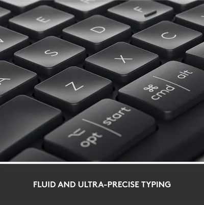 Communicates the keyboard's smooth and accurate typing experience to reassure shoppers of its quality and performance.
