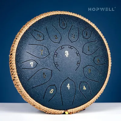 Highlights the physical structure and numbered tone sections of the steel tongue drum, helping shoppers understand the instrument's layout and how different notes are organized for playing.