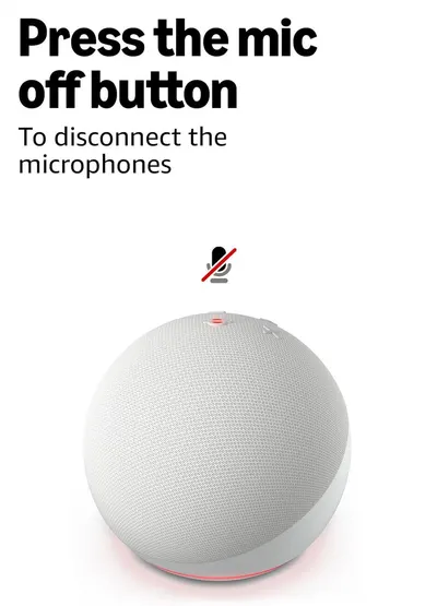 Instructs the shopper on how to disconnect the microphones by pressing the mic off button, providing clear guidance on privacy control.
