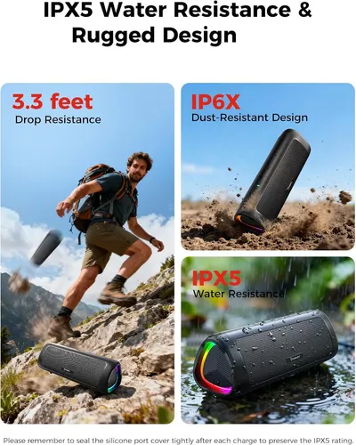 Communicates the product's durability across multiple protection features (water, dust, and drop resistance) to reassure shoppers it can withstand outdoor and rugged use conditions. Highlights the…