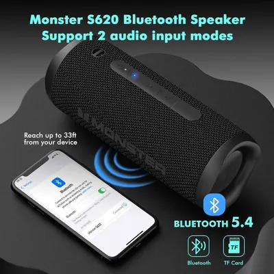 Communicates the impressive wireless range capability of the speaker, reassuring shoppers they can move freely up to 33 feet from their device while maintaining connection. Highlights the speaker's…