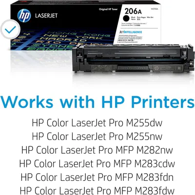 Communicates which HP printer models this toner cartridge is compatible with, reassuring shoppers that it will work with their specific printer.